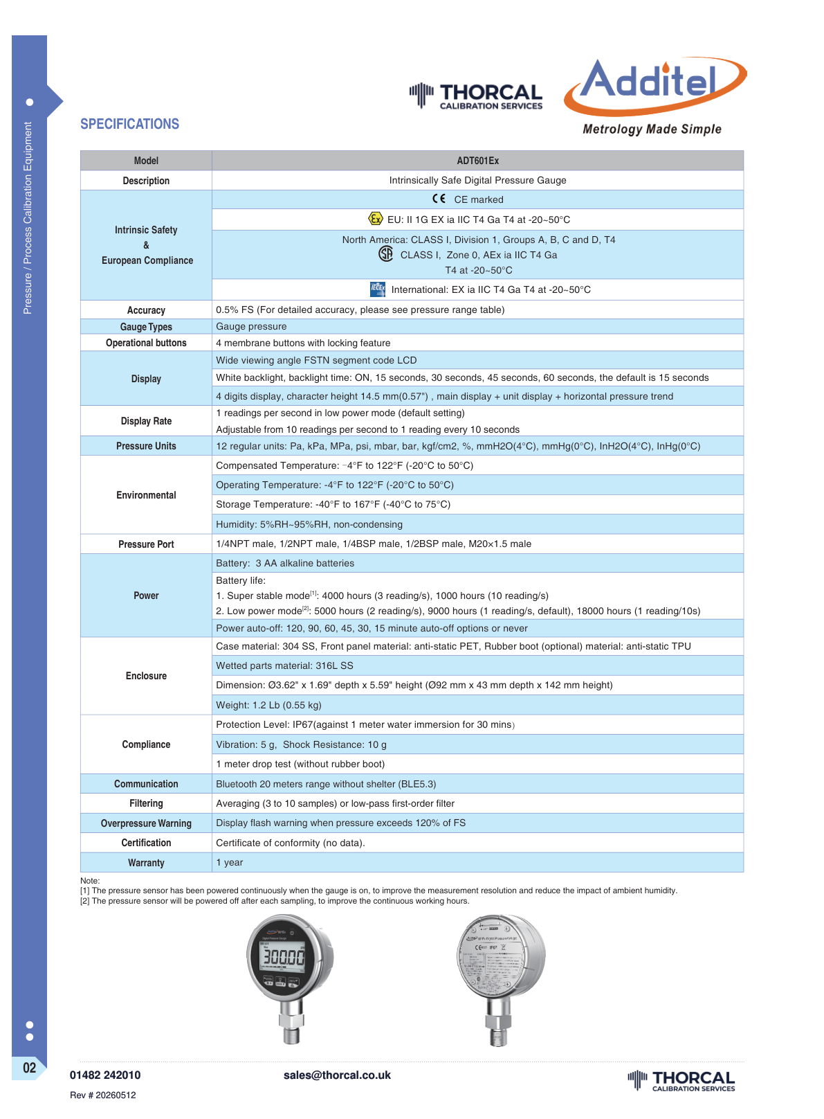 Additel 601Ex datasheet &ndash; page 2