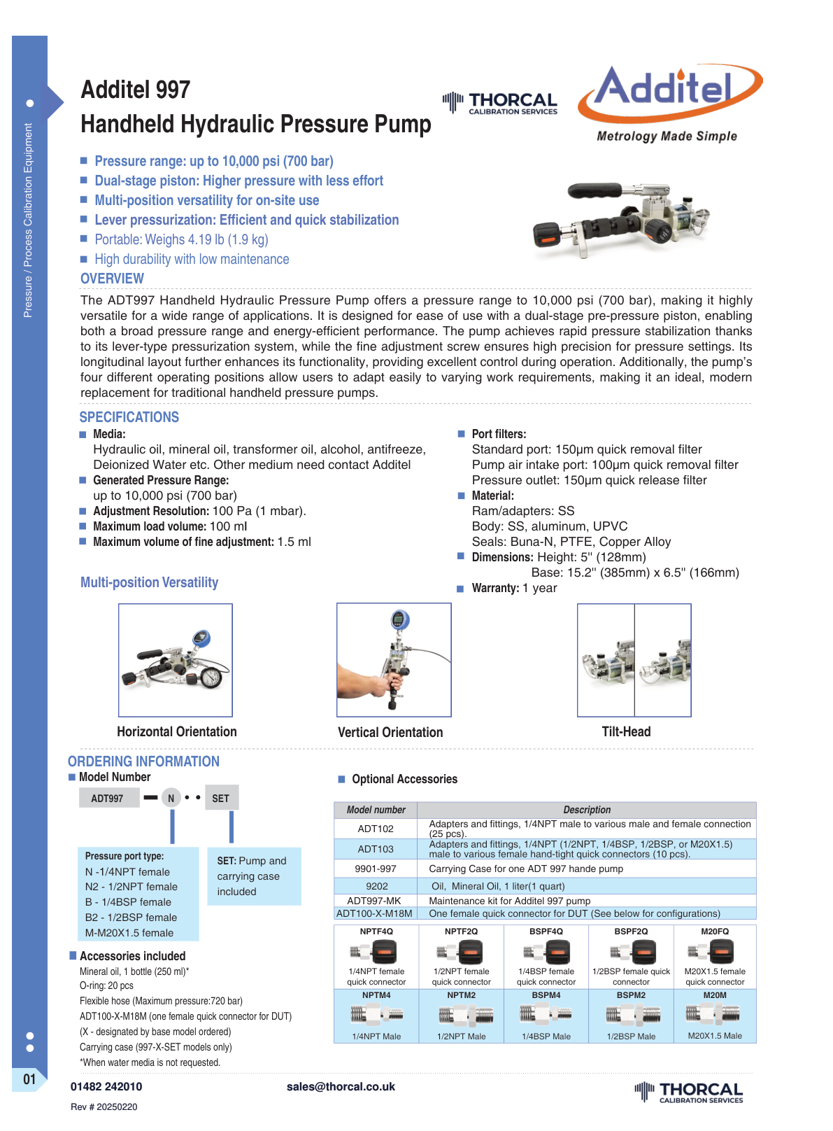 Additel 997 datasheet &ndash; page 1